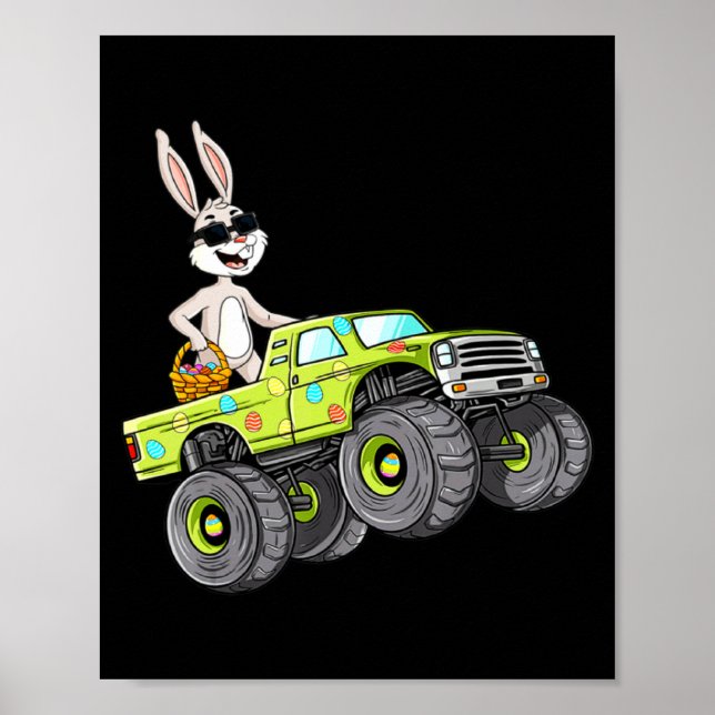 Poster Menino Coelho de Páscoa Coelho Caminhão Monstro (Frente)