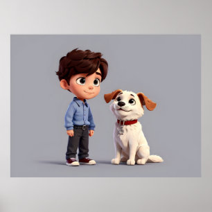 Poster Menino com arte de cão
