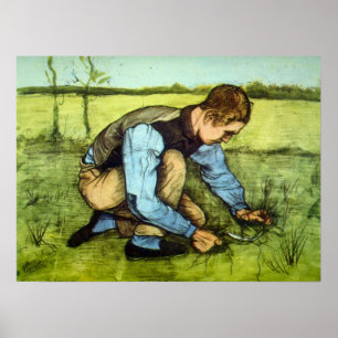 Poster Menino Cortando Grama com Foice por Vincent van Go