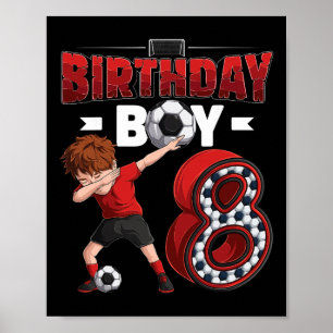 Poster Menino Dabbing de 8 Anos Jogador de Futebol Aniver
