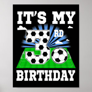 Poster Menino de 3 Anos É Meu 3º Aniversário Tema de Fute