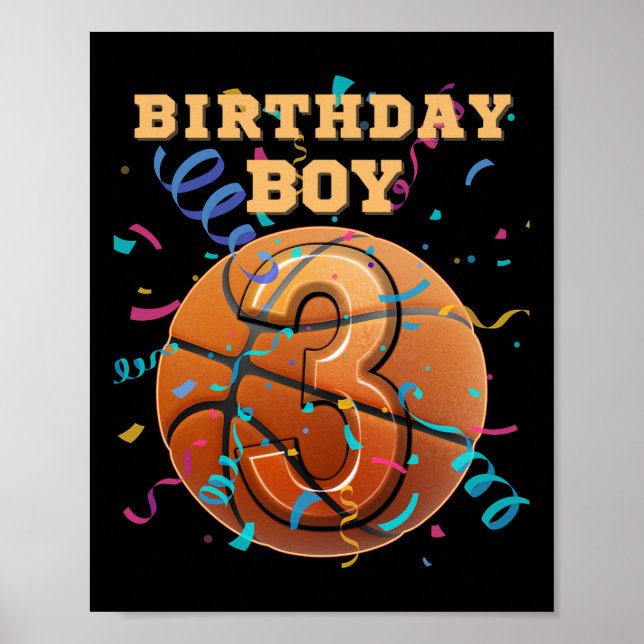 Poster Menino de 3 anos faz aniversário de três anos Sket (Frente)