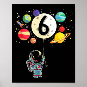 Poster menino de 6 anos de idade fazendo aniversário astr