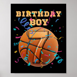 Poster Menino de 7 anos de aniversário de sete anos Sketl