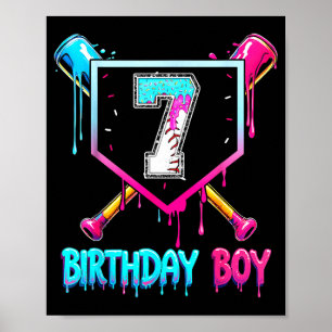 Poster Menino de 7 anos de beisebol Sorvete Drip 7º Anive
