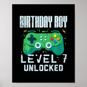 Poster Menino de Aniversário Infantil Nível 7 Desbloquead