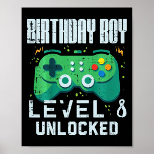 Poster Menino de Aniversário Infantil Nível 8 Desbloquead