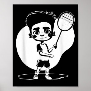 Poster Menino de Badminton Esportes de Raquete Volante