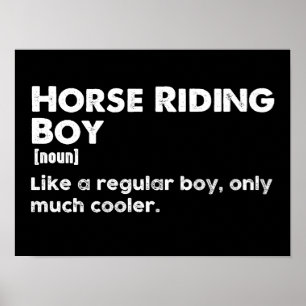 Poster Menino de Cavalgada Definição Divertida Equestre