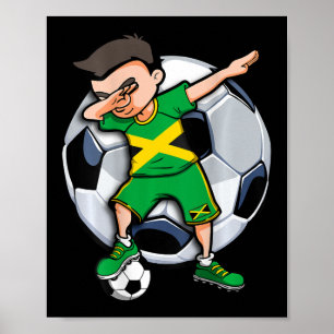 Poster Menino de Futebol Dabbing Jamaica Fã de Futebol Ca