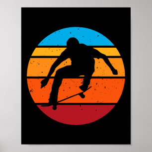 Poster Menino de Skate Truque Skatista Retro 
