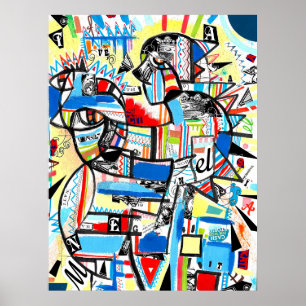 Poster Menino do cubismo azul