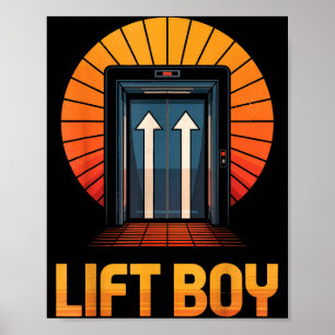 Poster Menino do Elevador Design de Elevador Retro Estilo