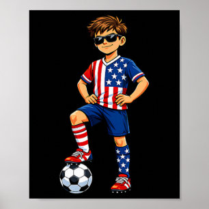 Poster Menino do Futebol Jogador EUA Amante América Fã Ba