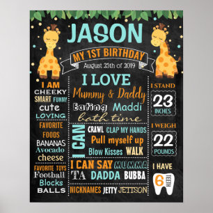 Poster Menino do quadro do aniversário do jardim