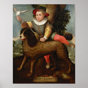 Poster Menino e cão, ` Bibius Vincit