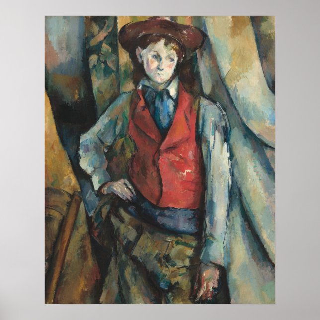 Poster Menino em um casaco vermelho - Paul Cézanne Fine A (Frente)