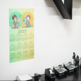 Poster Menino Excêntrico & Desenho Animado de Dinossauro 