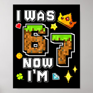 Poster Menino jogador pixel aniversário tinha 6 7 anos de