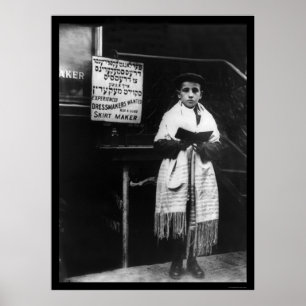 Póster Menino judaico na celebração 1911 do ano novo