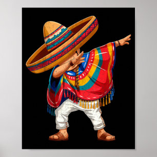 Poster menino mexicano com poncho fazendo dab cinco de ma