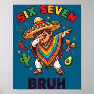 Poster menino mexicano fazendo dabbing com poncho cinco d