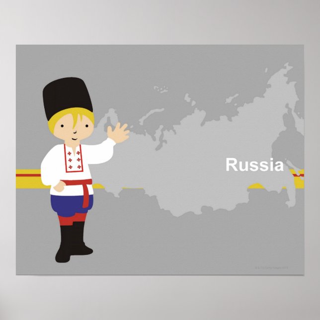 Poster Menino na roupa tradicional russa na frente (Frente)