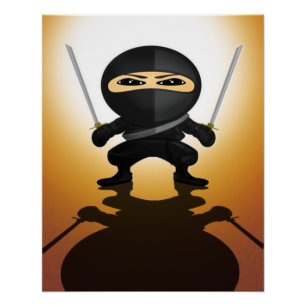 Póster Menino Ninja Fofo Anime Guerreiro Katana Ação