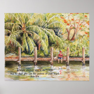 Poster Menino pescando com Salmo de Cão 37:4