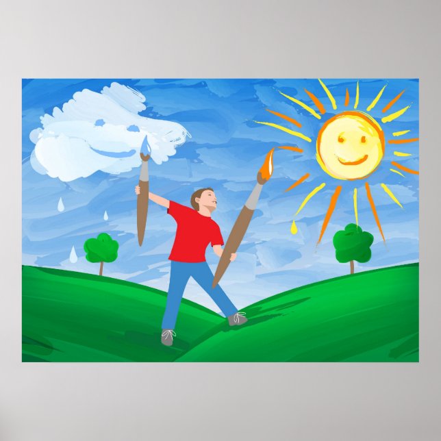 Poster Menino Pintando Céu (Frente)