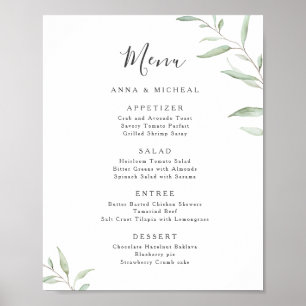 Poster Menino verde moderno menu de casamento rústico
