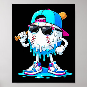 Poster Meninos Basebol Legal Sorvete Gota Engraçado Crian