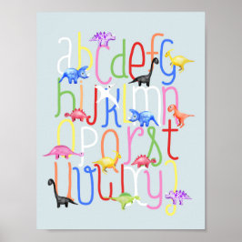 Poster Meninos Bonito Berçário Dinossauro ABC Alfabeto Cr