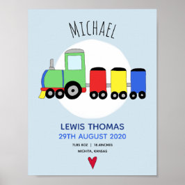 Poster Meninos Cachorro Azul Trem-Maneiro Bebê