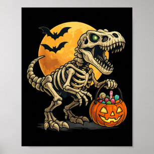 Poster Meninos de Halloween Dinossauro Esqueleto T Rex Ab