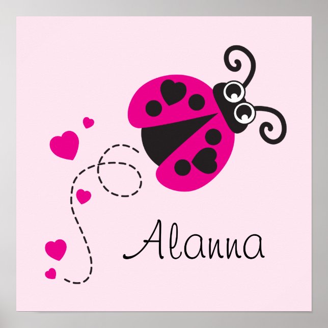 Poster Meninos de joaninha voadores, cor-de-rosa-branca,  (Frente)