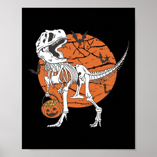 Poster Meninos Dinossauro Esqueleto T Rex Assustador Pump (Frente)