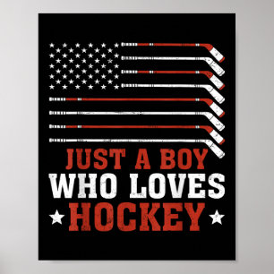Poster Meninos Do Lover De Hockey Com Bandeira Americano 
