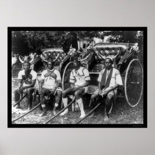 Póster Meninos Durban do rickshaw, África do Sul 1897