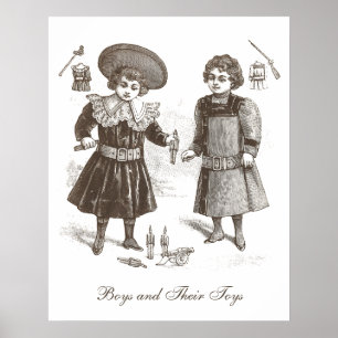 Póster Meninos e seus brinquedos - Vintage French Clothin