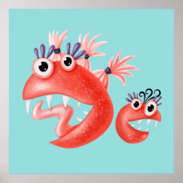 Poster Meninos Engraçados E Engraçados Do Monstro Bonito