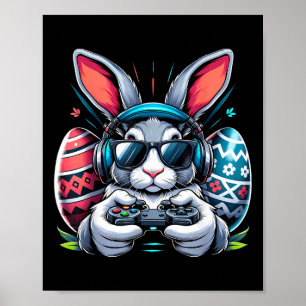 Poster Meninos Feliz Dia de Páscoa Coelho Ovo Vídeo Game
