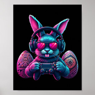 Poster Meninos Feliz Dia de Páscoa Coelho Ovo Video Game