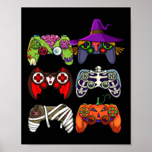 Poster Meninos Gamer Skeleton Zombie Controladores de jog