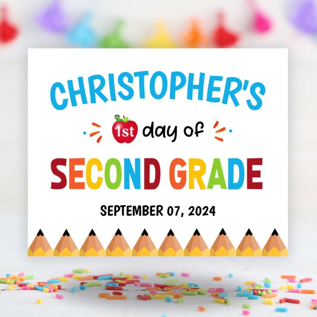 Poster Meninos Primeiro Dia Da Escola Segundo Grau (Boys First Day Of School Second Grade Poster)