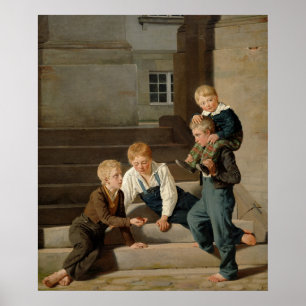 Poster Meninos que jogam dados na frente de