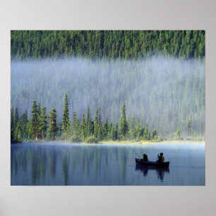 Póster Meninos que pescam no lago de aves aquáticas, Banf