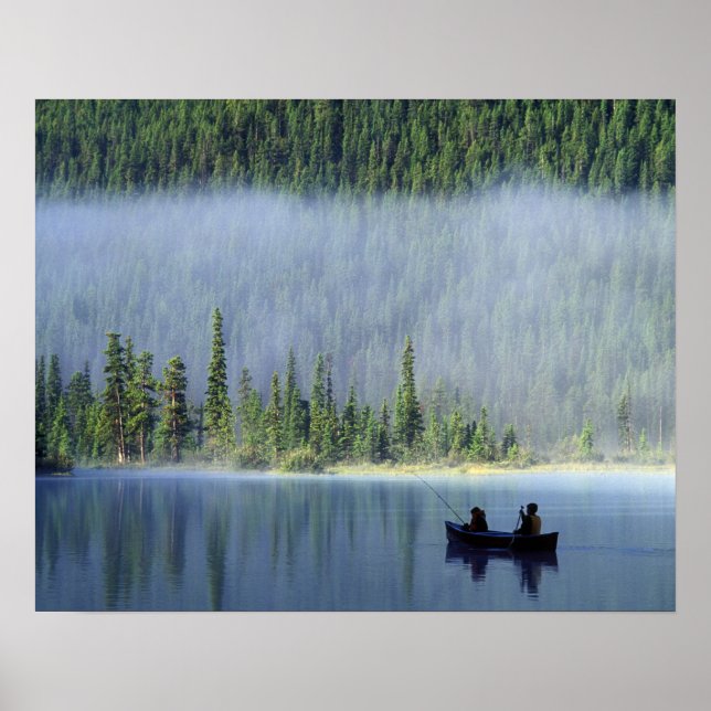 Póster Meninos que pescam no lago de aves aquáticas, Banf (Frente)
