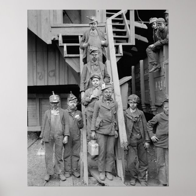 Póster Meninos Quebradores de Carvão, 1900. Foto Antiga (Frente)