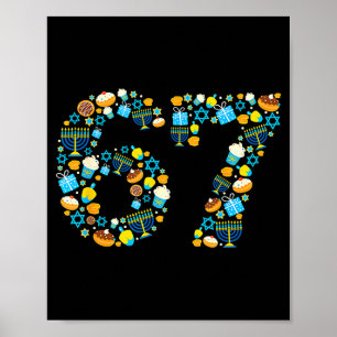Poster Menorá de Hanukkah Dreidel 67 Festivo Chanukah Sei